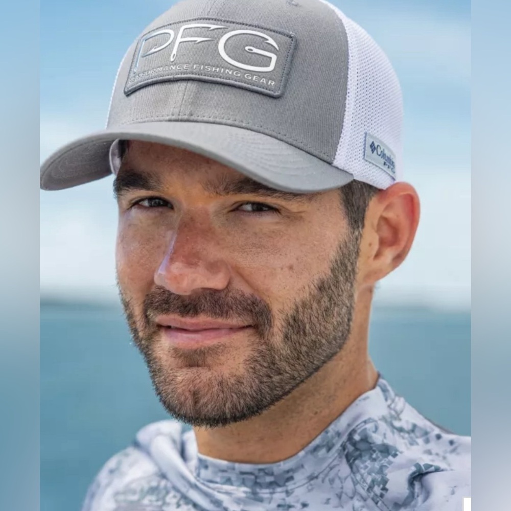 Columbia PFG Hooks Mesh Trucker Ball Cap High Crown Titanium Silver Gorpcore